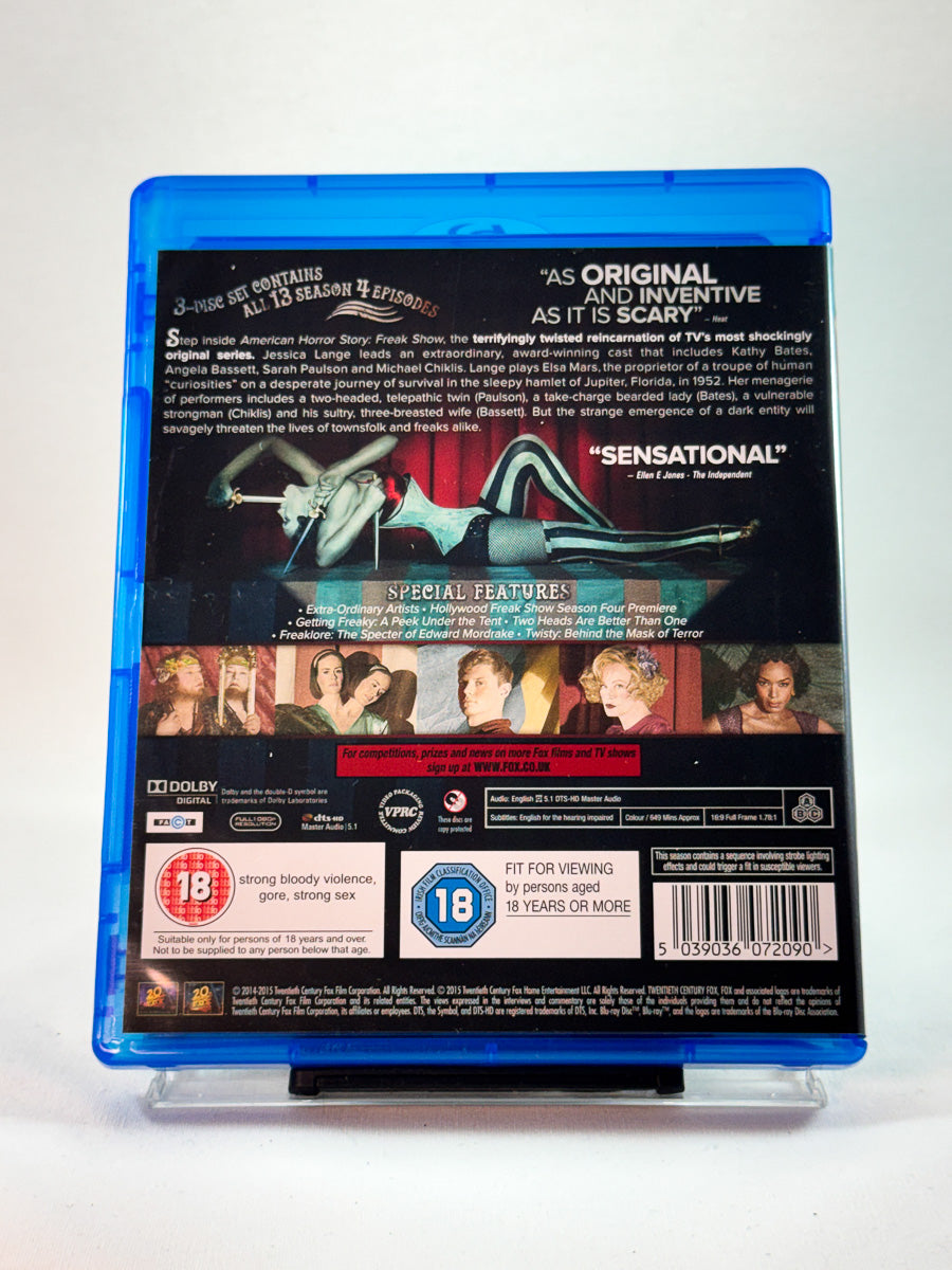 Bakside av cover til American Horror Story: Freak Show, brukt Blu-ray hos Brukbar Film