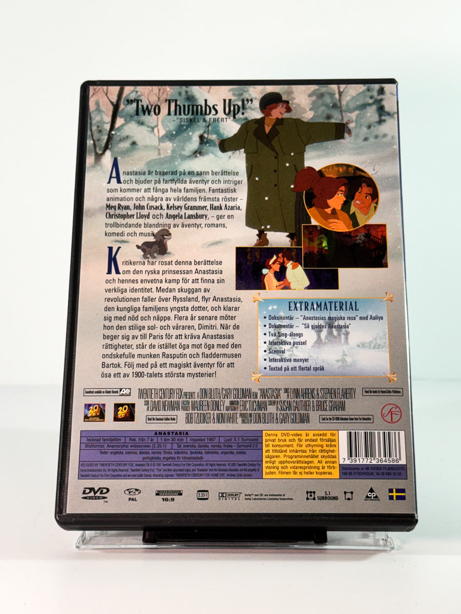 Bakside av cover til Anastasia, brukt DVD hos Brukbar Film