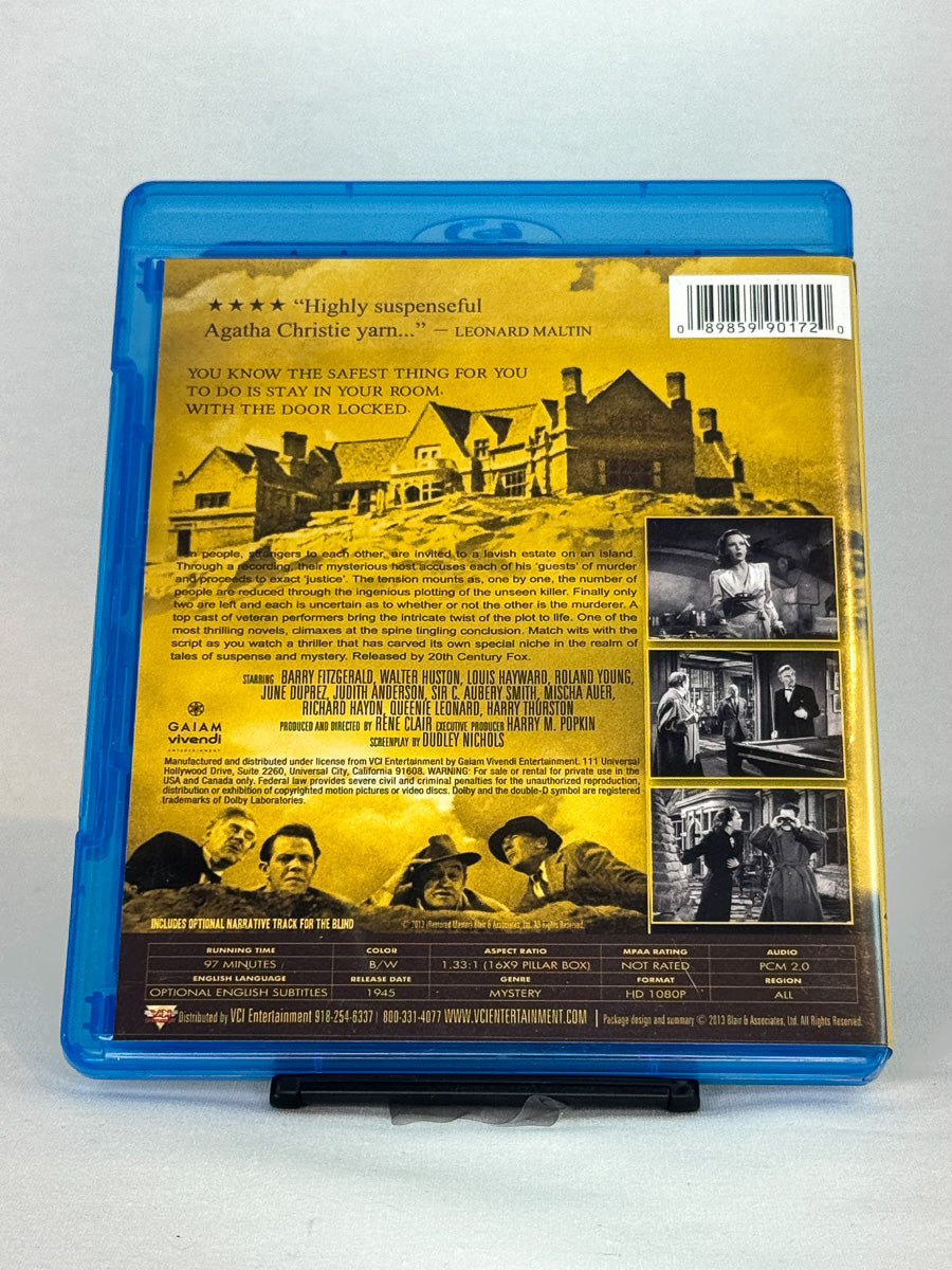 Bakside av Blu-ray-cover for And Then There Were None – brukt Blu-ray film fra Brukbar Film