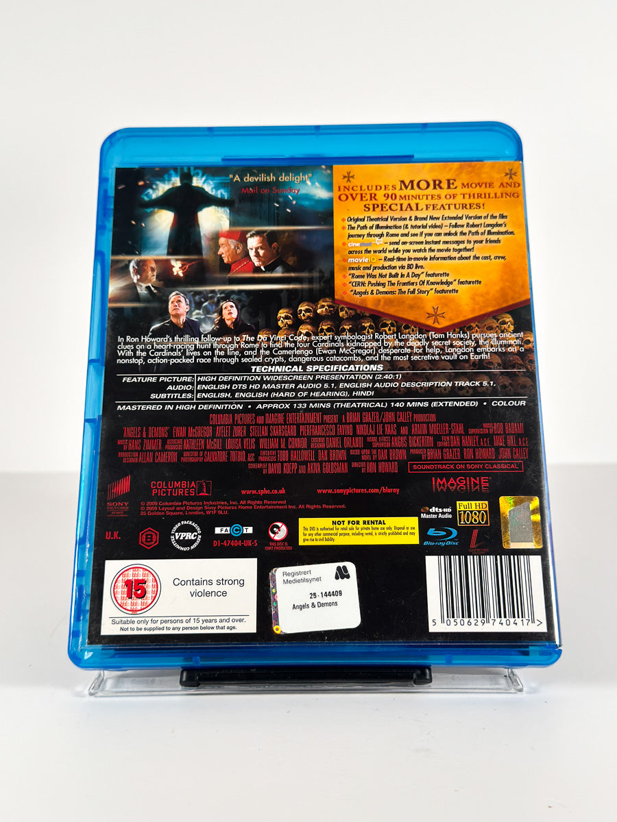 Bakside av cover til Angels & Demons på Blu-ray