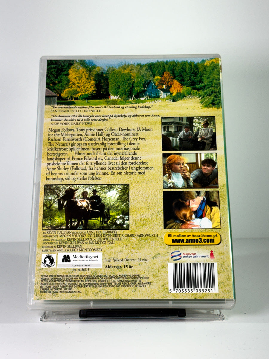 Bakside av cover til Anne fra Bjørkely, bruktfilm på DVD hos Brukbar Film