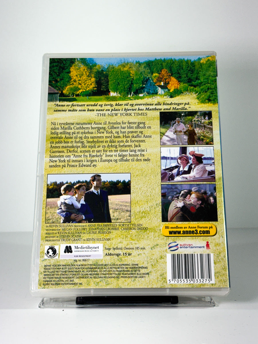 Bakside av cover til Anne fra Bjørkely Fortsettelsen, brukt original DVD hos Brukbar Film