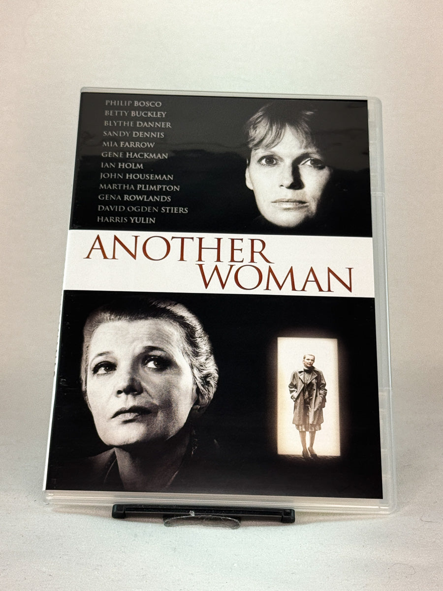 Forside av DVD-cover til Another Woman – intenst drama av Woody Allen med Gena Rowlands og Mia Farrow, brukt DVD hos Brukbar Film.