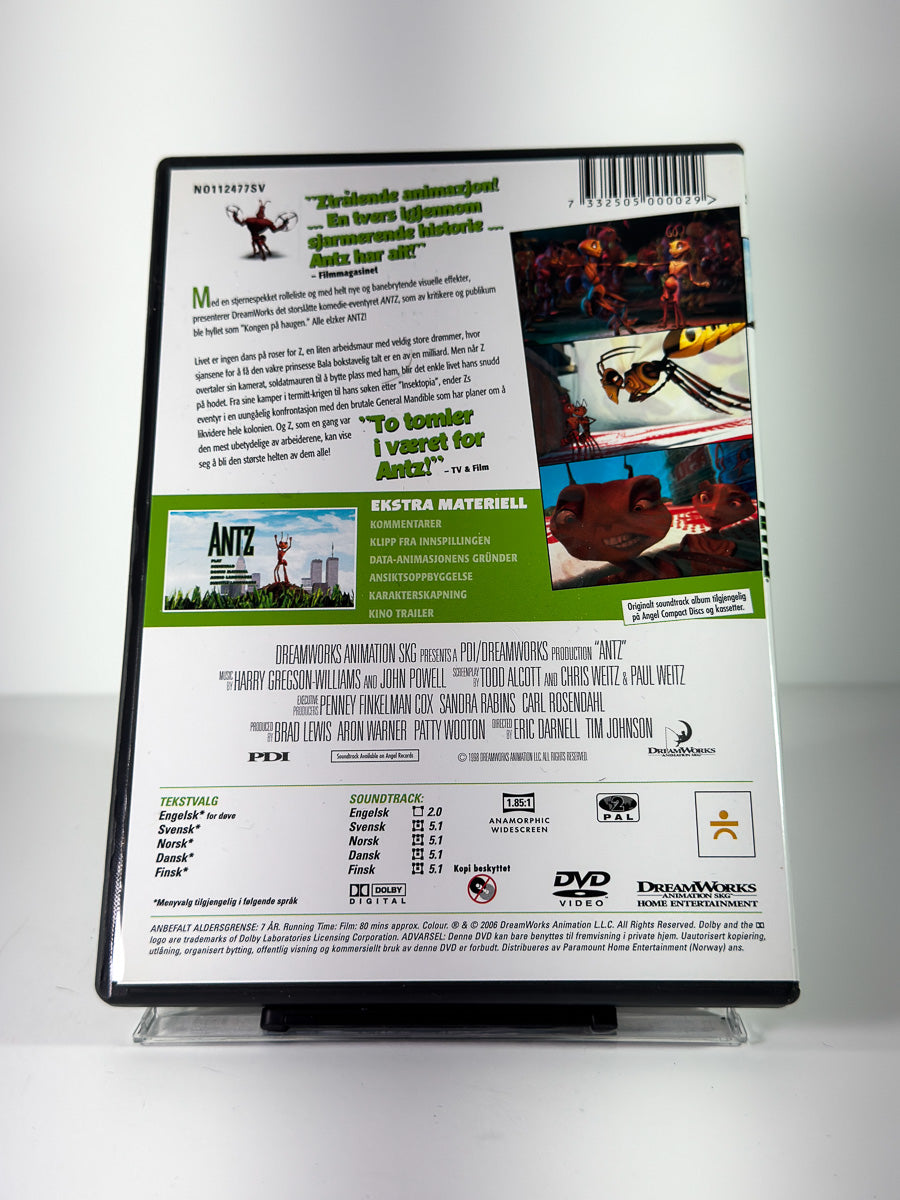 Bakside av cover til Antz på DVD