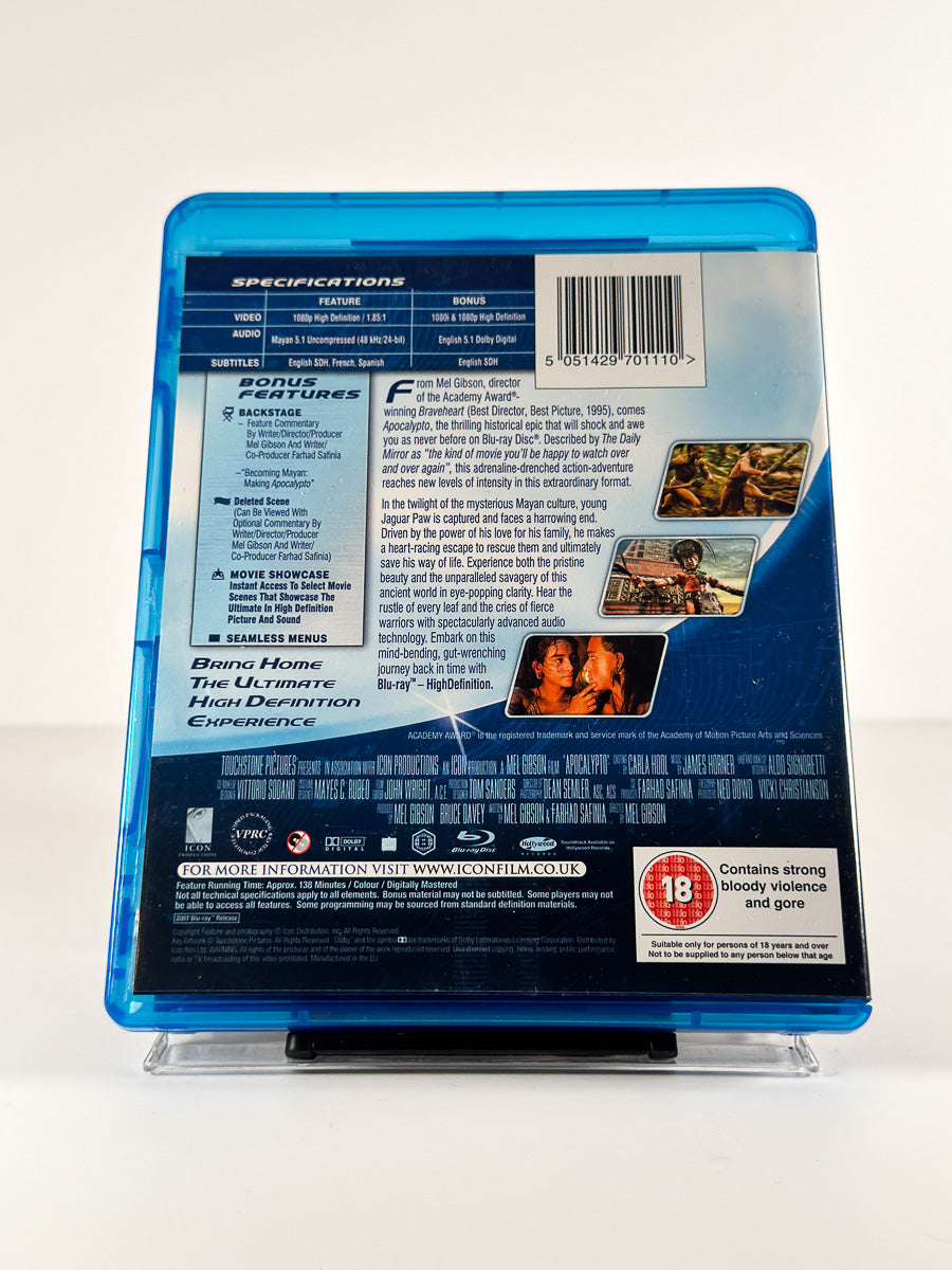 Bakside av cover til Apocalypto på Blu-ray