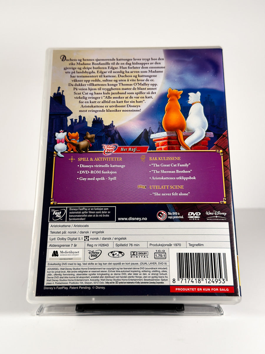 Bakside av cover til Aristokattene på DVD