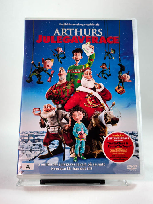 Forside av DVD-cover til Arthurs julegaverace, bruktfilm hos nettbutikken Brukbar Film