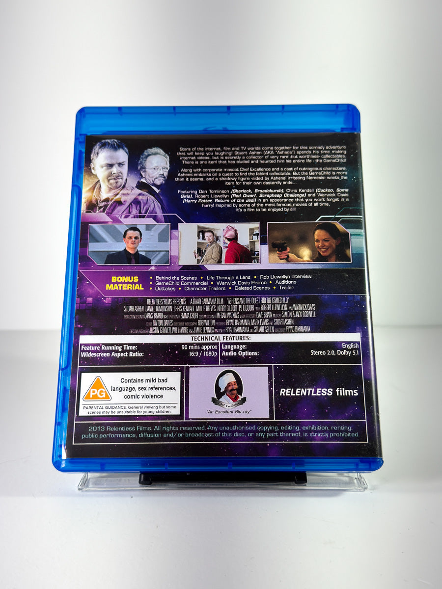Bakside av cover til Ashens and the Quest for the Gamechild på Blu-ray