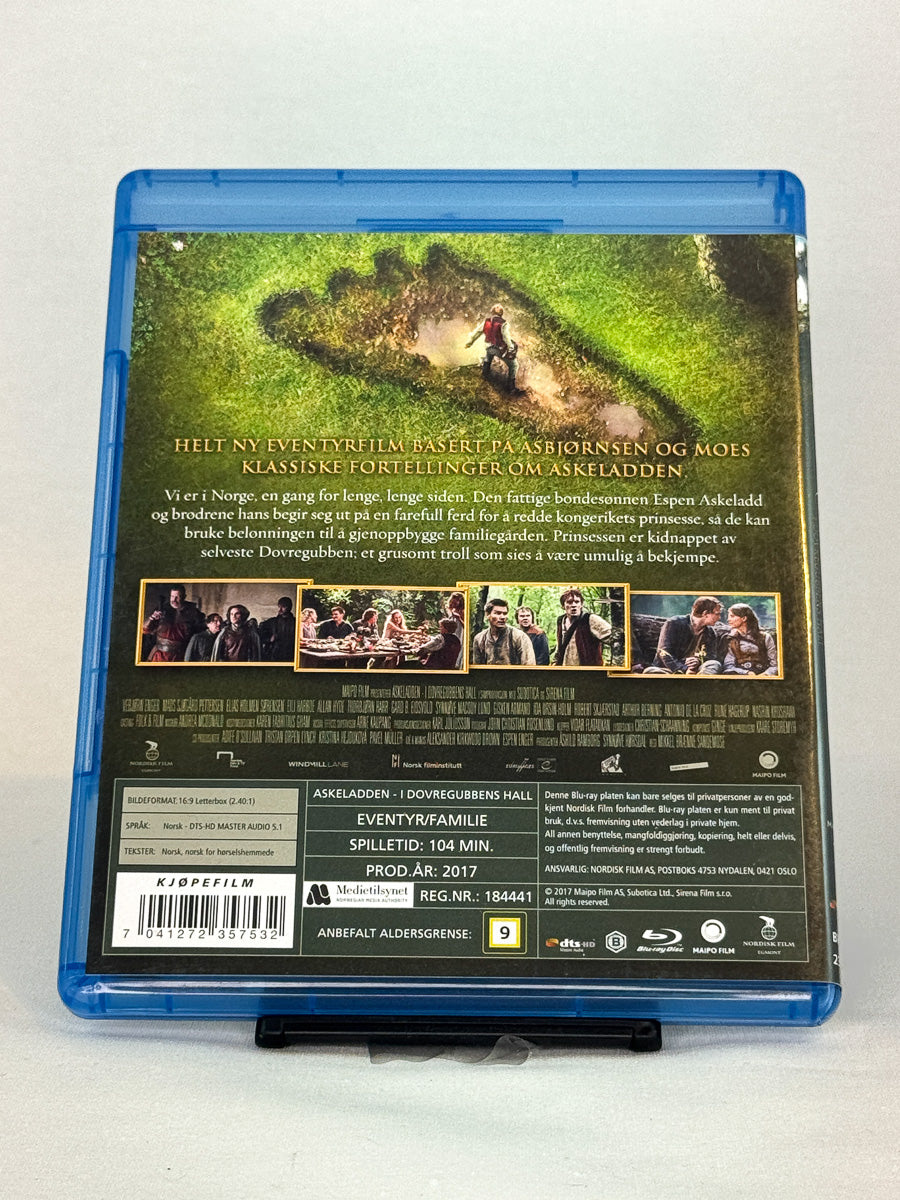 Bakside av DVD-cover til Askeladden – I Dovregubbens hall – original bakside med detaljer, brukt eventyrfilm fra Brukbar Film