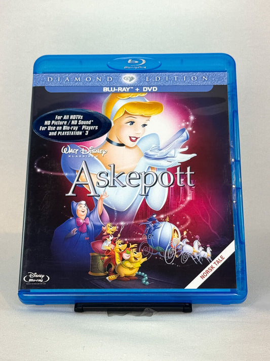 Forside av Askepott – Diamond Edition Blu-ray + DVD-cover – eksklusiv Disney-utgave, brukt film hos Brukbar Film