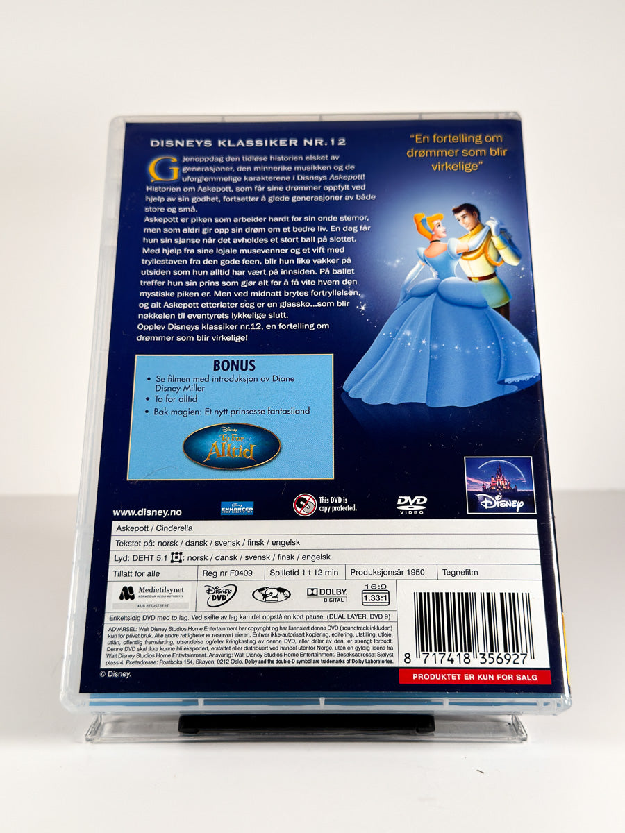 Bakside av cover til Askepott på DVD
