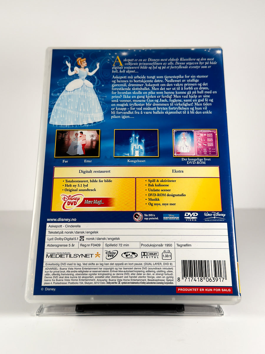 Bakside av cover til Askepott på DVD