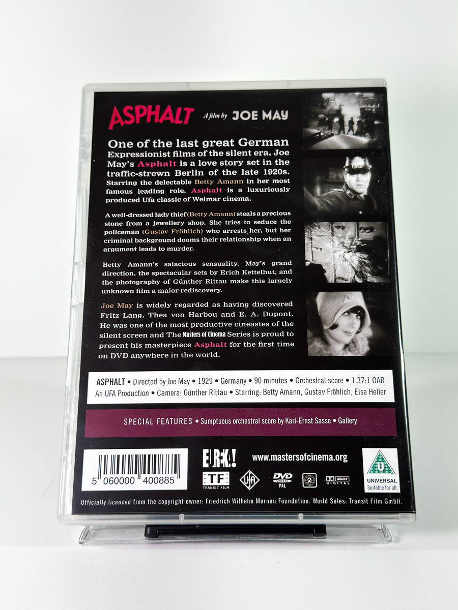 Bakside av cover til Asphalt, brukt original DVD hos Brukbar Film