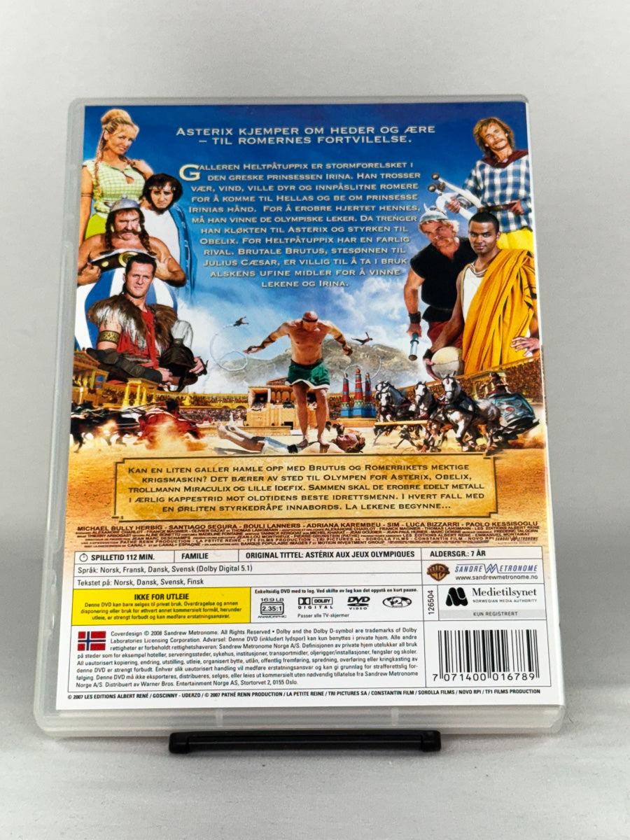 DVD-bakside til filmen Asterix Og De Olympiske Leker
Baksiden viser info, spesifikasjoner og eventuell ekstratekst – produktbilde fra nettbutikken Brukbar Film