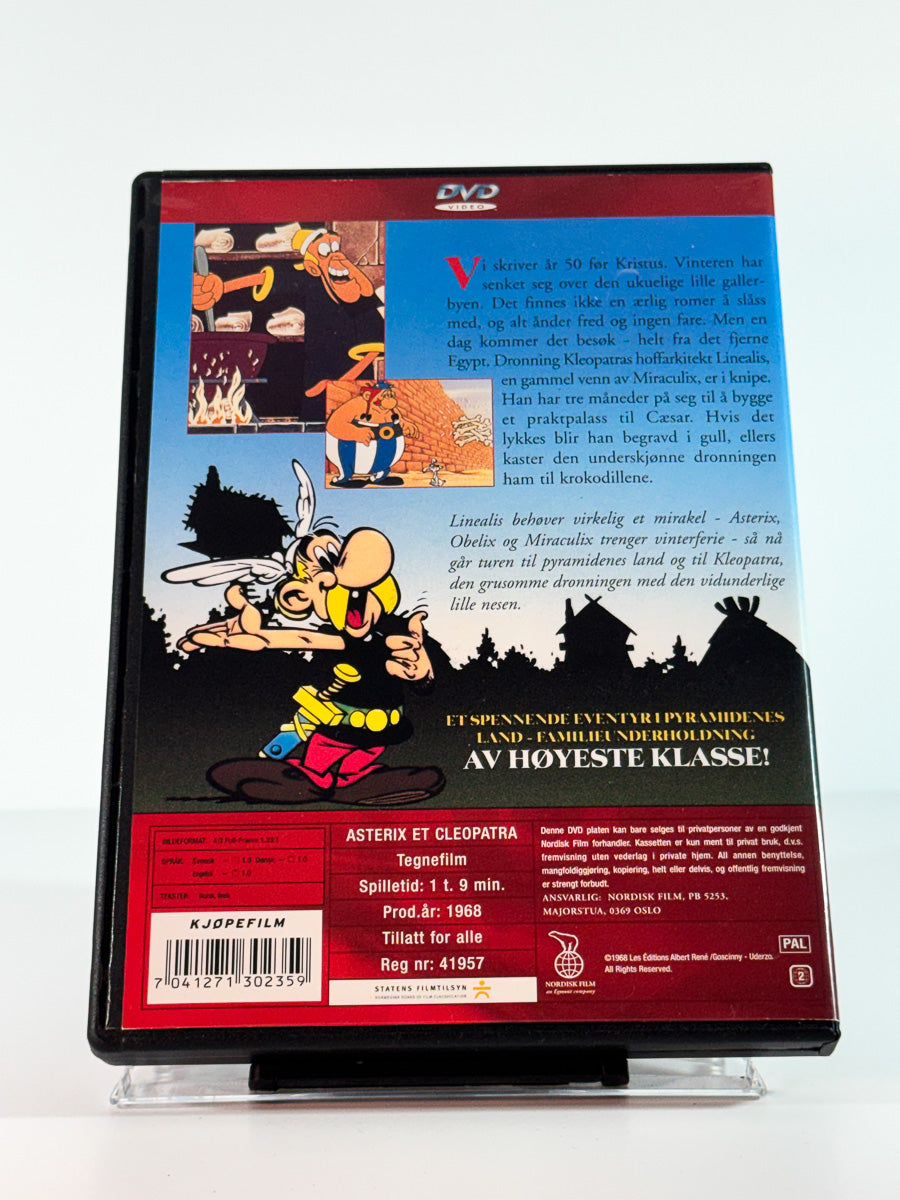 Bakside av cover til Asterix og Kleopatra, brukt DVD hos Brukbar Film