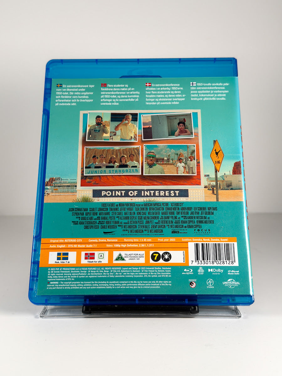 Bakside av cover til Asteroid City på Blu-ray