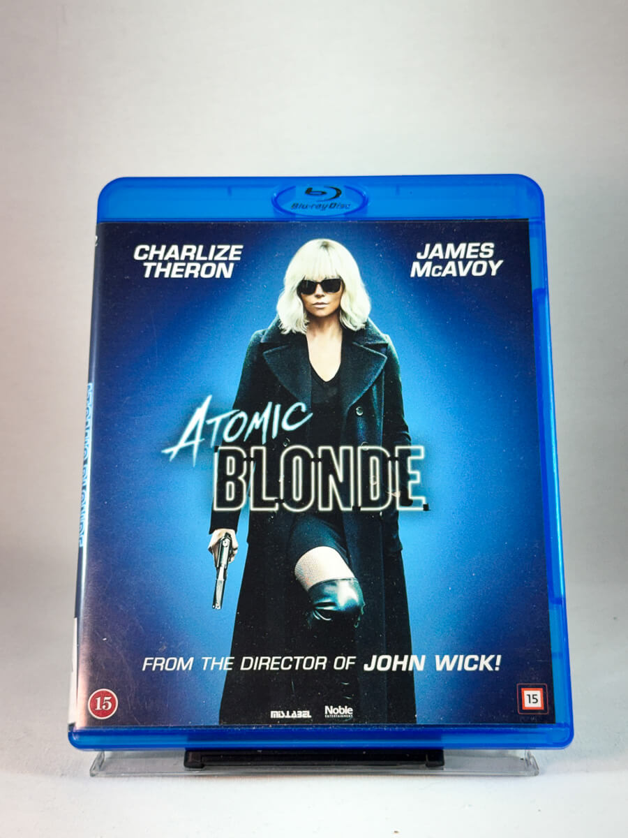 Forside av cover til Atomic Blonde, bruktfilm hos nettbutikken Brukbar Film