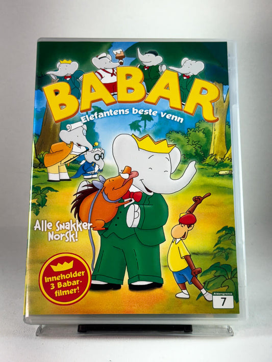 Forside av DVD-cover til Babar – Elefantens beste venn, brukt familietegnefilm med norsk tale hos Brukbar Film