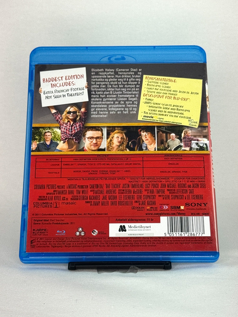 Bakside av Blu-ray-cover for Bad Teacher – brukt original Blu-ray komedie hos Brukbar Film