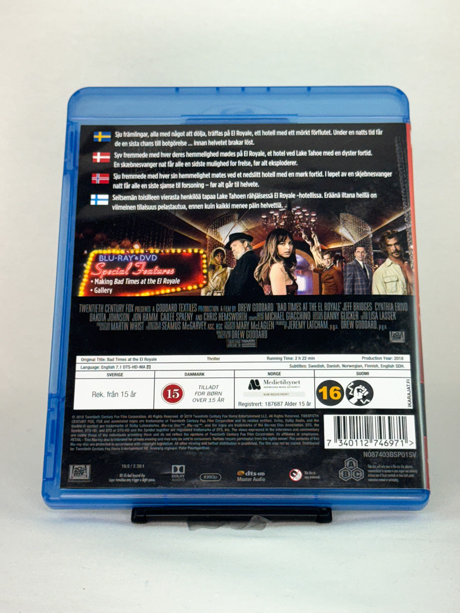Bakside av Blu-ray-cover for Bad Times at the El Royale – brukt original Blu-ray thriller fra Brukbar Film