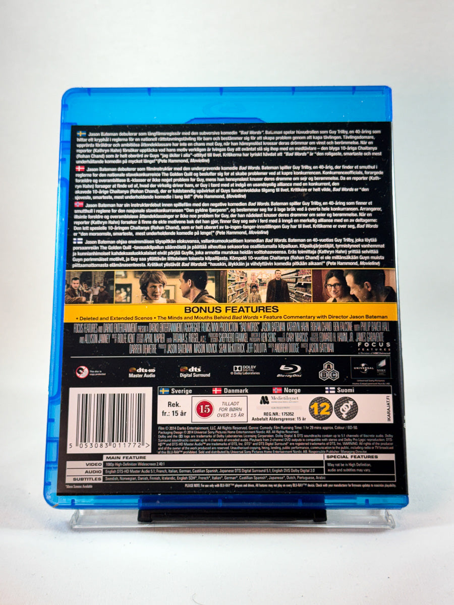 Bakside av cover til Bad Words, brukt Blu-ray hos Brukbar Film
