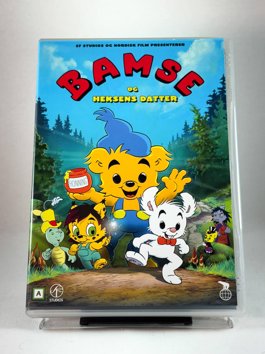 Forside av DVD-cover til Bamse og heksens datter, brukt barnefilmcover med SF Studios – kjøp brukte familie-DVD-er hos Brukbar Film.