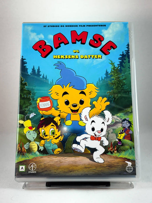 Forside av DVD-cover til Bamse og heksens datter, brukt barnefilmcover med SF Studios – kjøp brukte familie-DVD-er hos Brukbar Film.