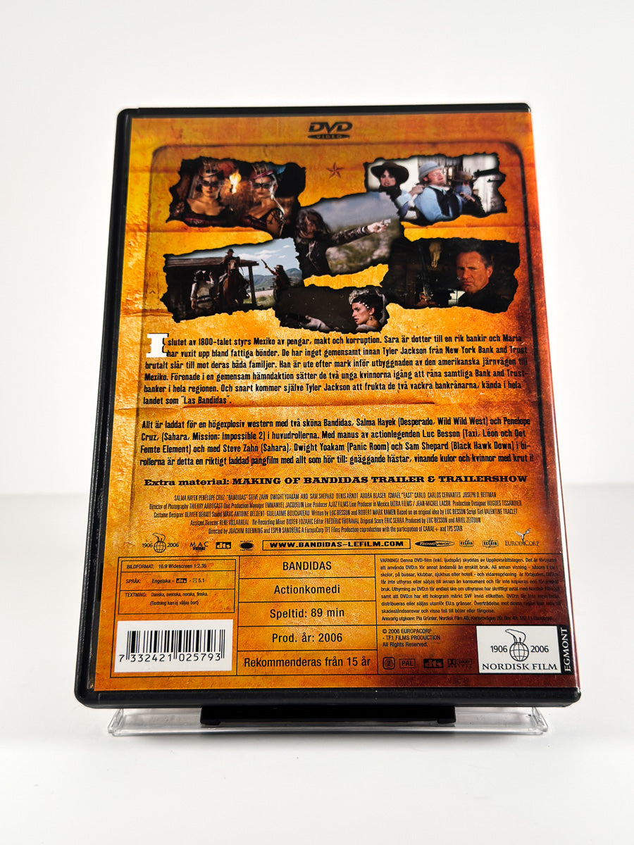 Bakside av cover til Bandidas på DVD