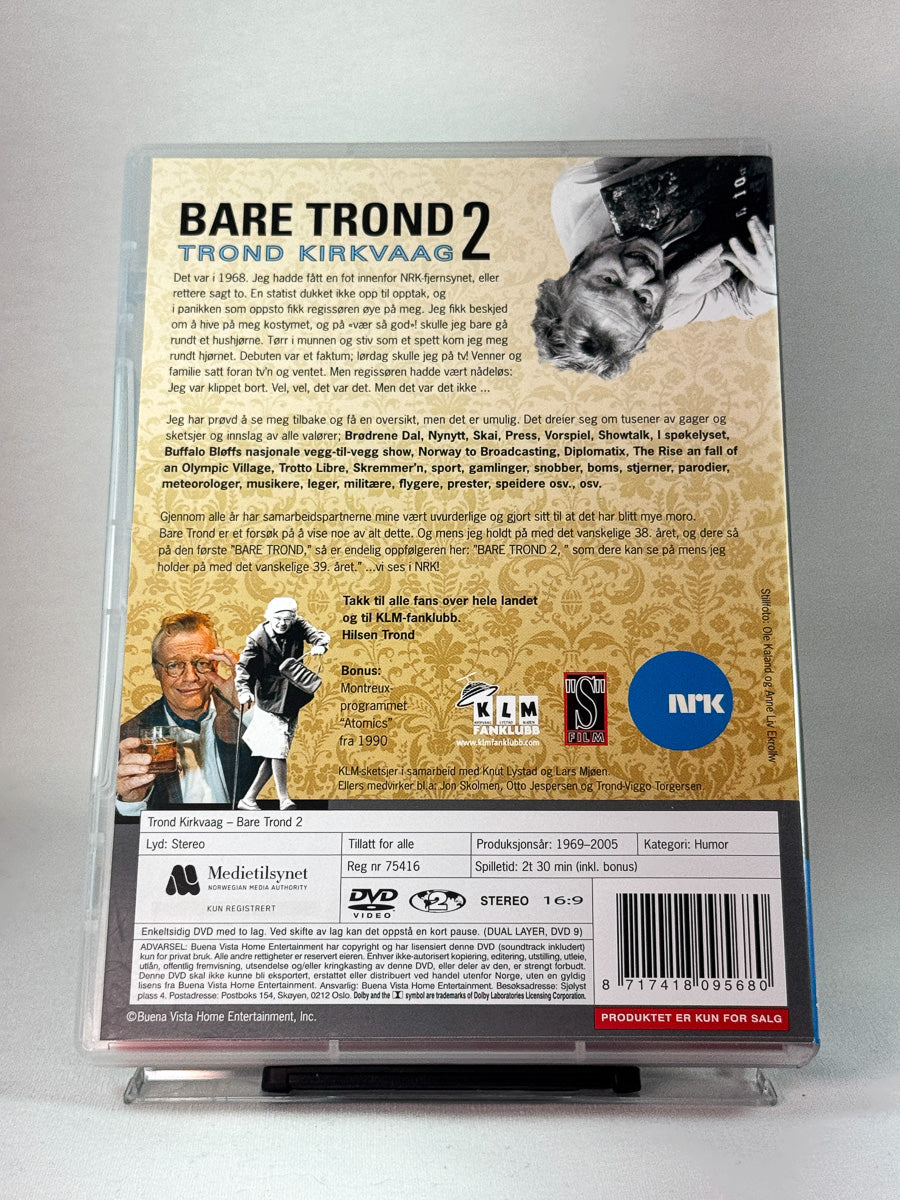 Bakside av DVD-cover til Bare Trond 2 med programinfo og innhold hos Brukbar Film