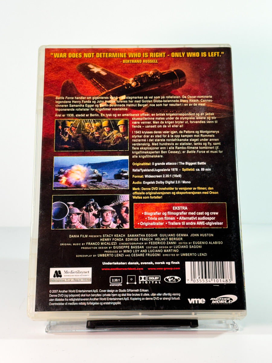 Bakside av cover til battle force, brukt original DVD hos Brukbar Film