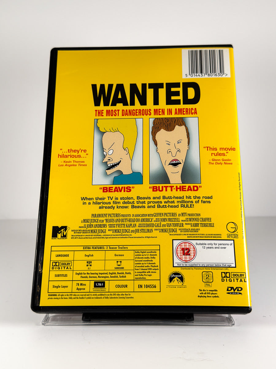 Bakside av cover til Beavis and Butt-Head Do America på DVD