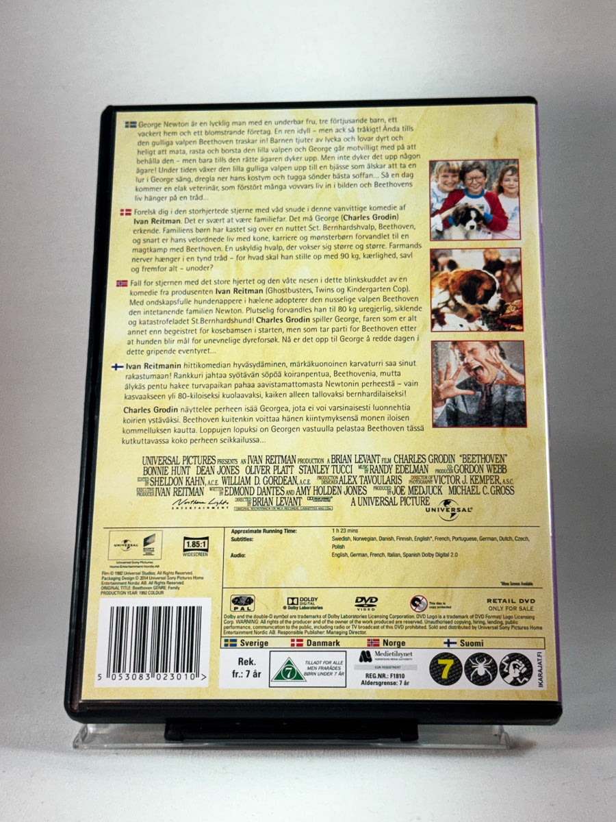 Bakside av cover til Beethoven, bruktfilm hos nettbutikken Brukbar Film