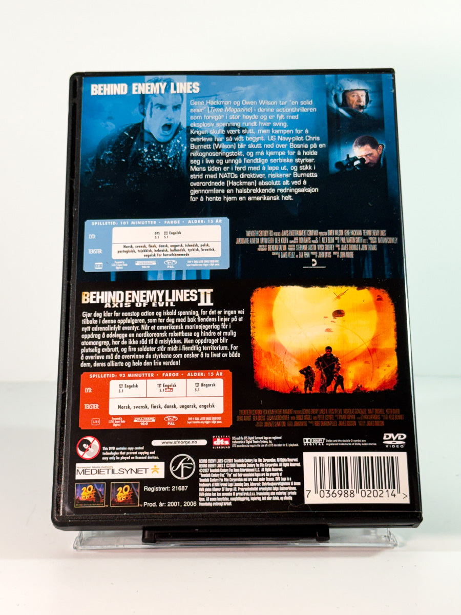 Bakside av cover til behind enemy lines behind enemy lines 2 axis of evil, brukt original DVD hos Brukbar Film