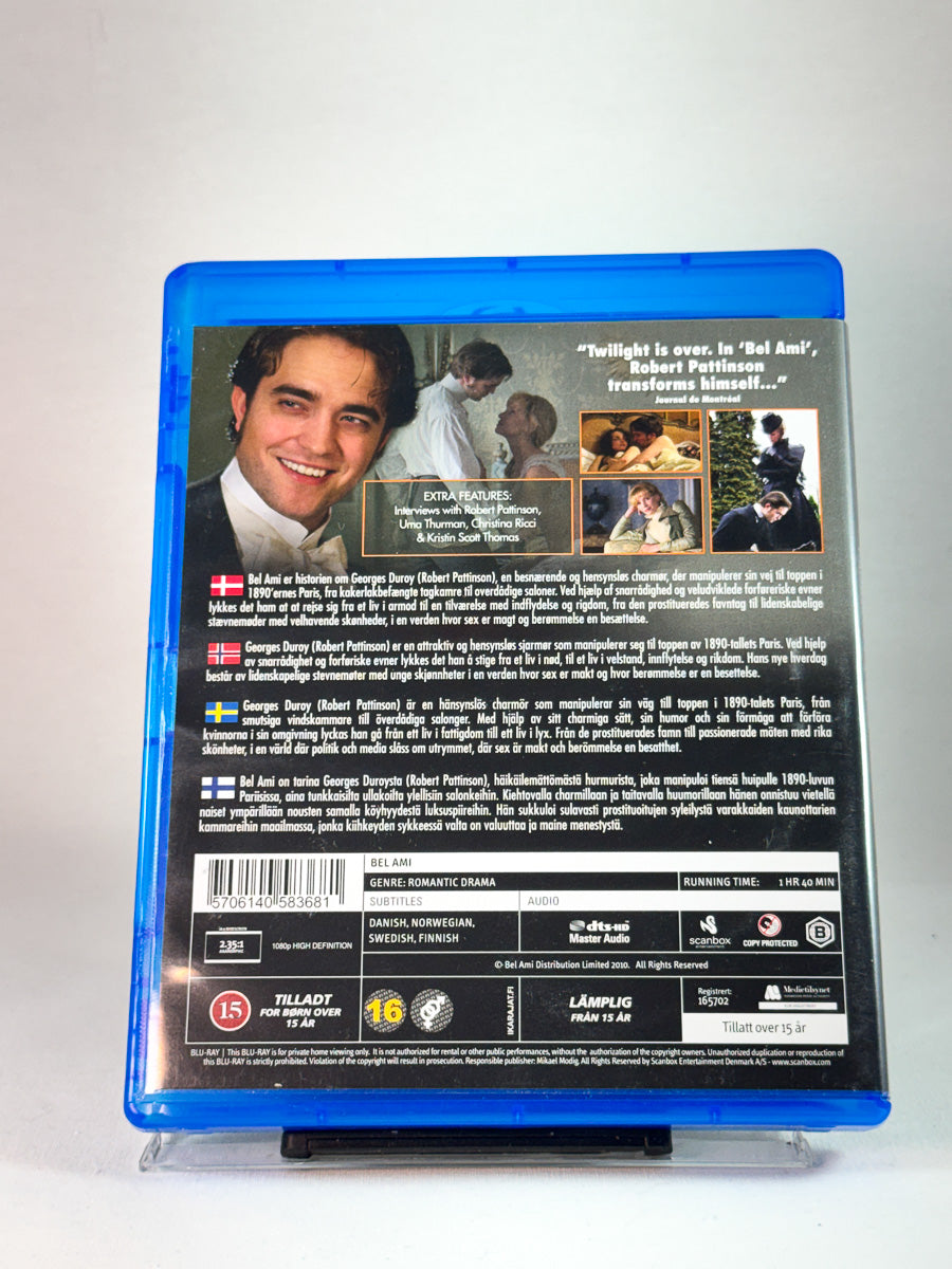 Bakside av cover til Bel Ami – Dangerous Affairs, brukt original Blu-ray hos Brukbar Film