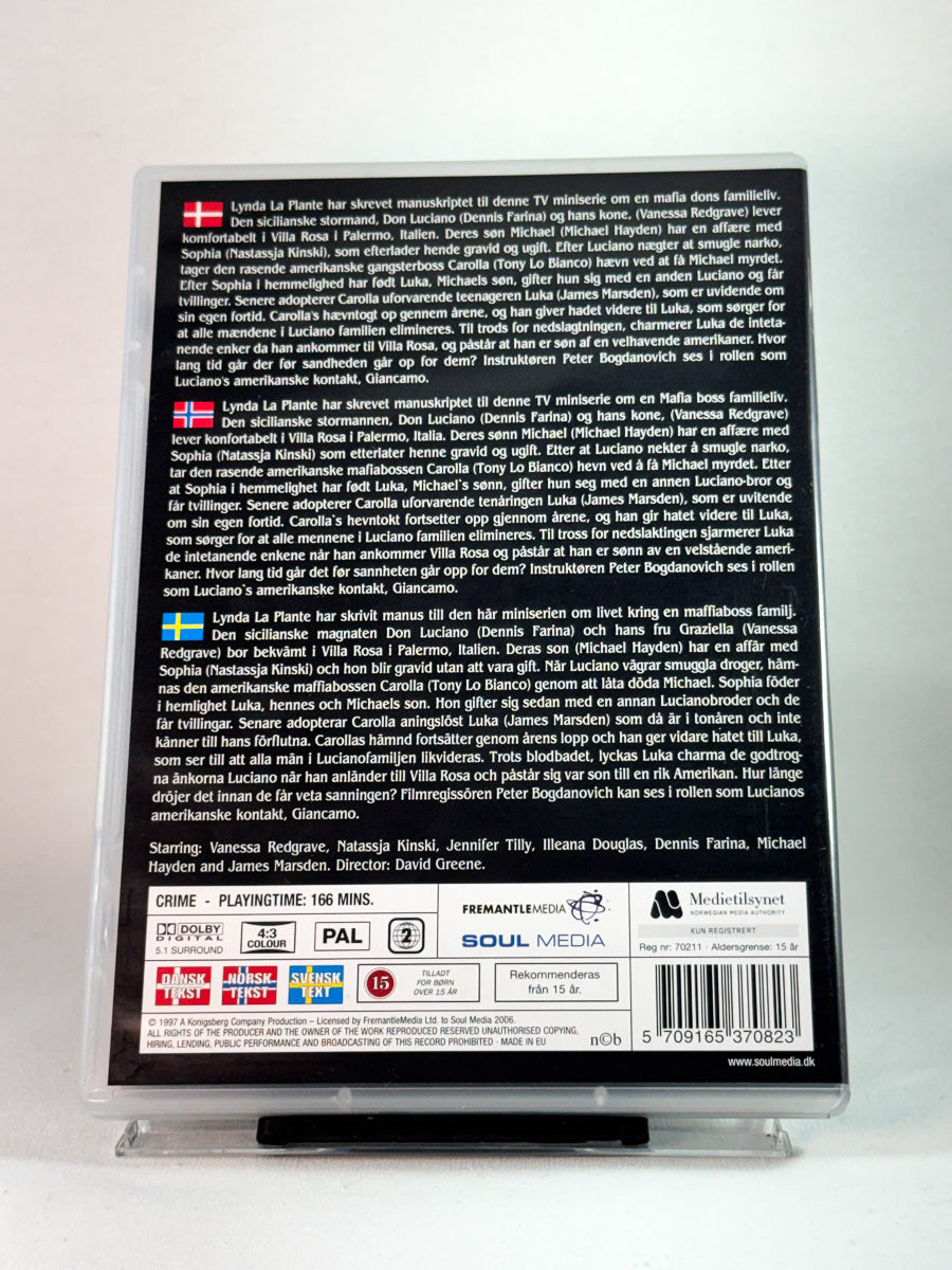 Bakside av cover til Bella Mafia, brukt DVD hos Brukbar Film