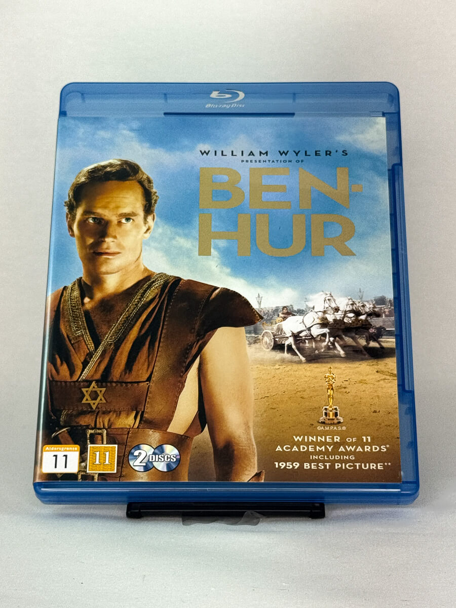 Forside av Blu-ray-cover til klassikeren Ben-Hur – brukt Oscar-vinnende film på Blu-ray fra Brukbar Film