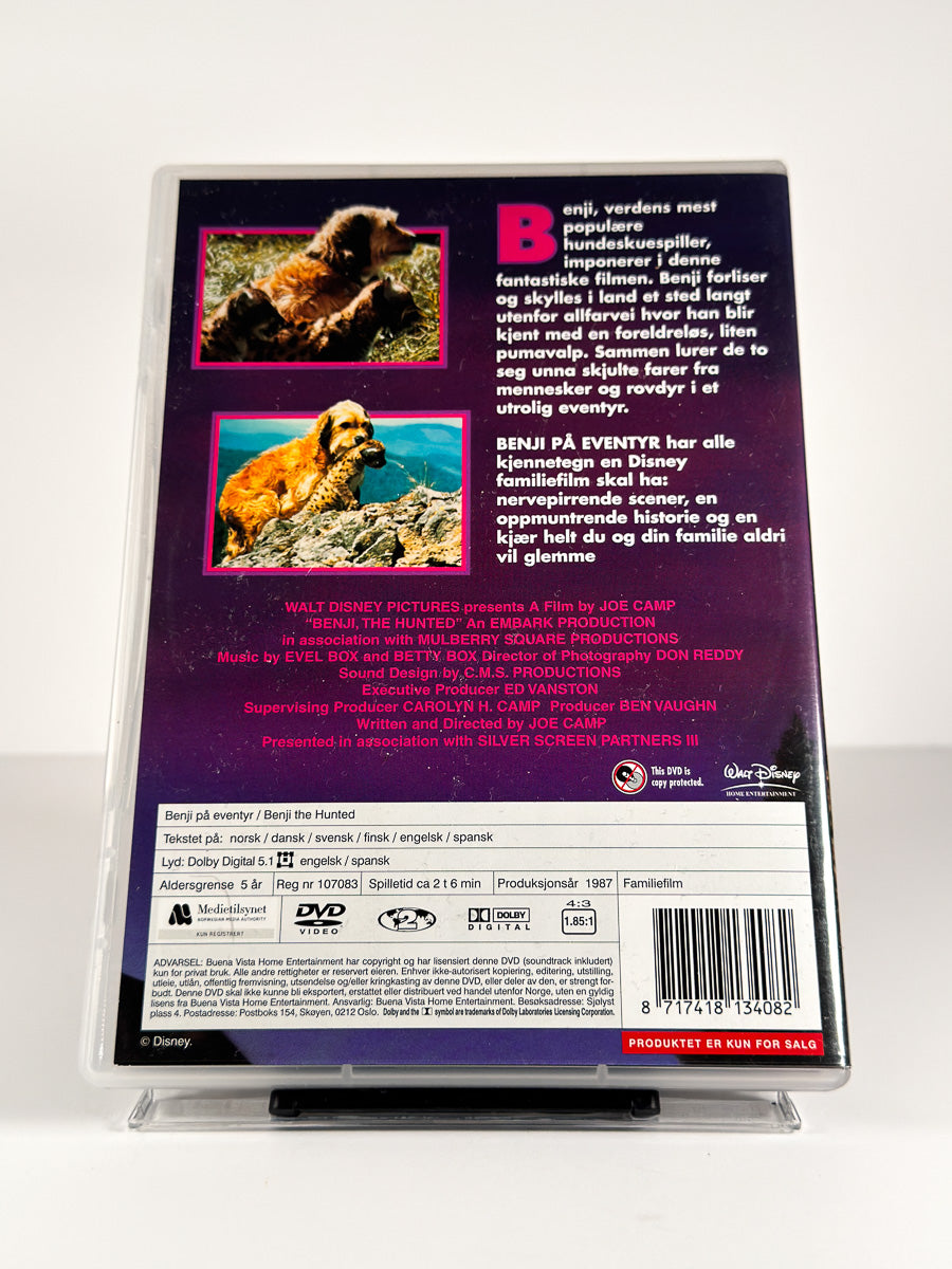 Bakside av cover til Benji på eventyr på DVD