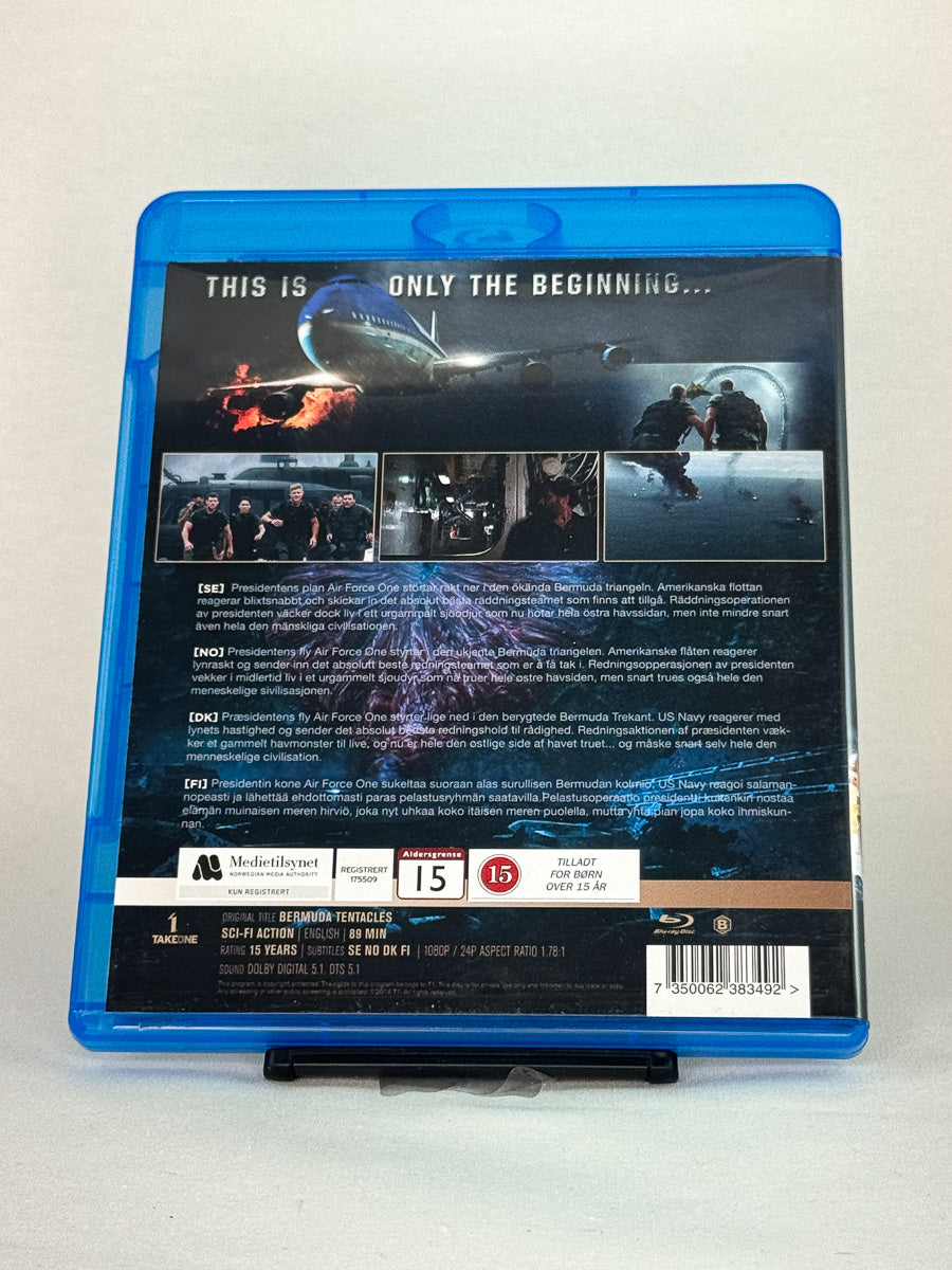 Bakside av Blu-ray-cover for Bermuda Tentacles – brukt original Blu-ray action/sci-fi fra Brukbar Film