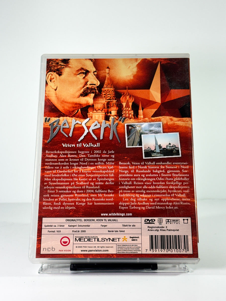 Bakside av cover til Berserk – Veien til Valhall, bruktfilm hos nettbutikken Brukbar Film