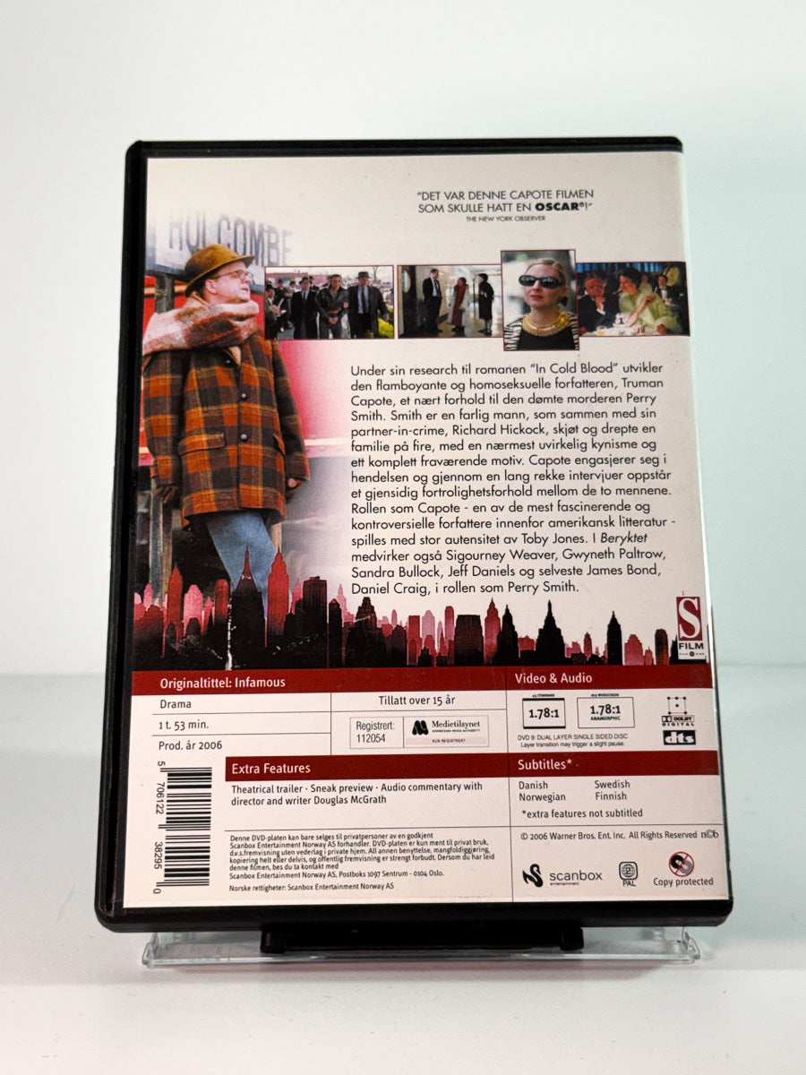 Bakside av cover til beryktet, brukt DVD hos Brukbar Film