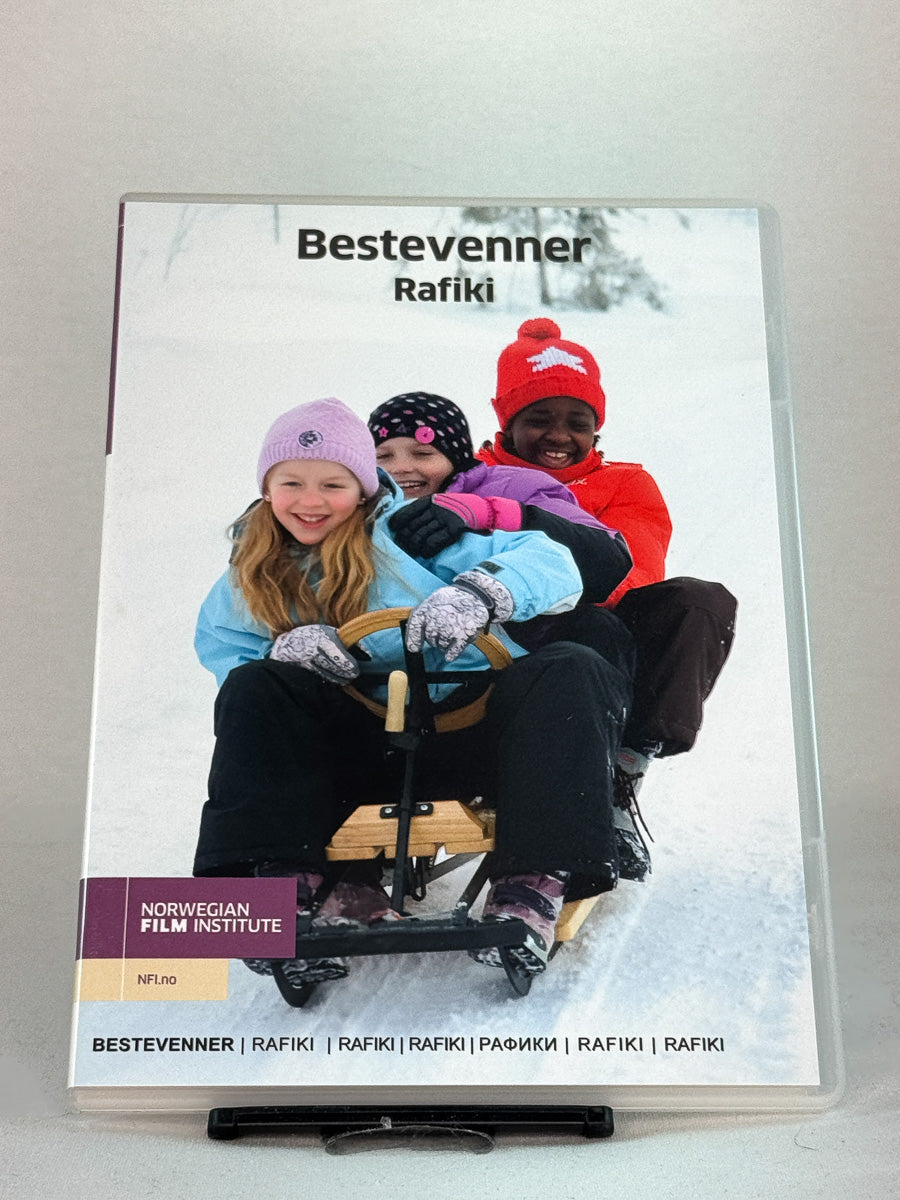 Forside av DVD-cover til Bestevenner – varm norsk barnefilm om vennskap og samhold, utgitt av Norwegian Film Institute, brukt DVD hos Brukbar Film.