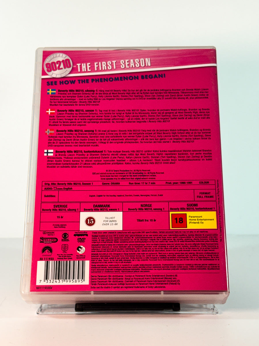 Bakside av cover til Beverly Hills 90210 – Sesong 1, bruktfilm hos nettbutikken Brukbar Film
