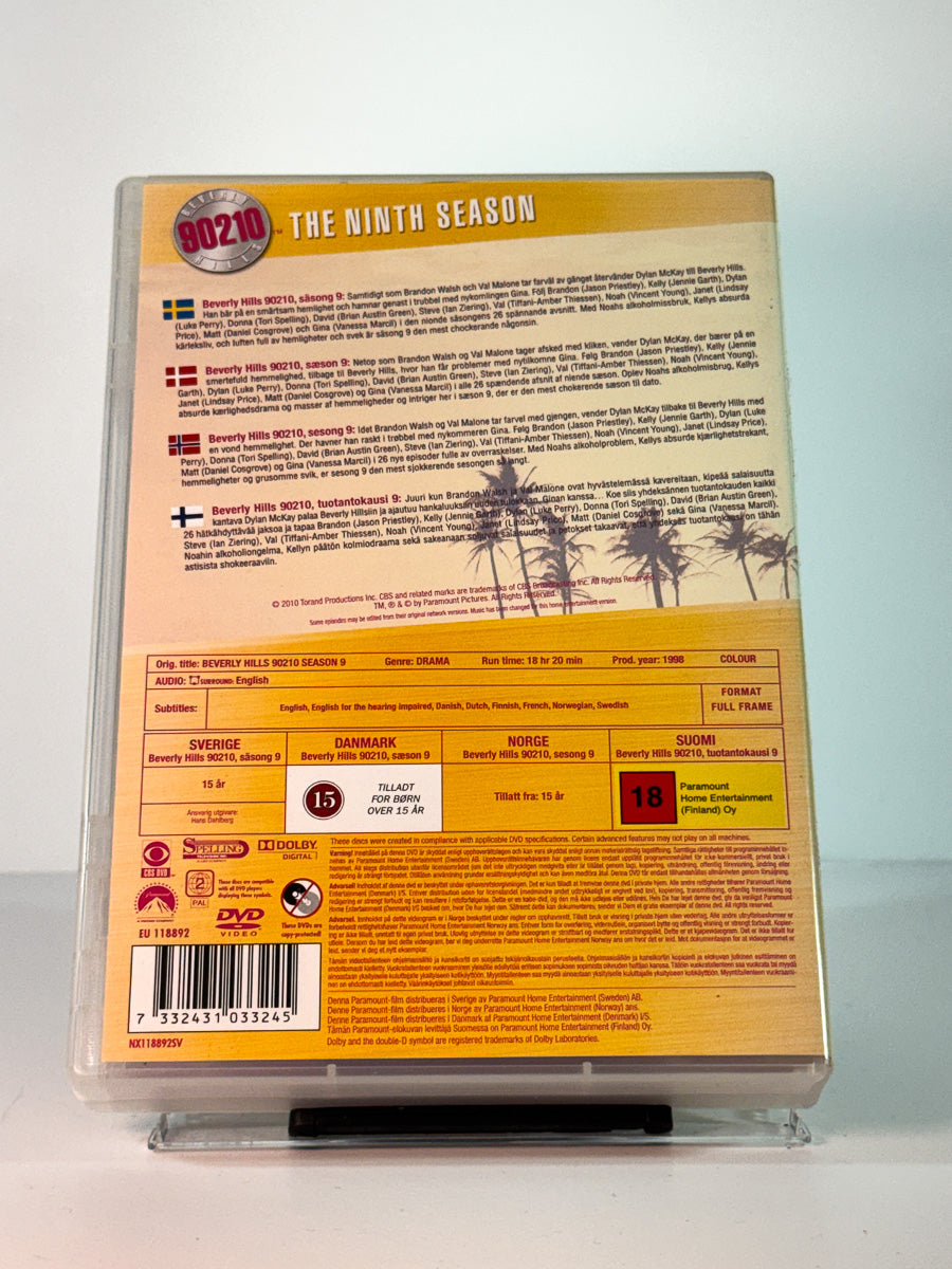 Bakside av cover til Beverly Hills 90210 – Sesong 9, brukt original DVD hos Brukbar Film