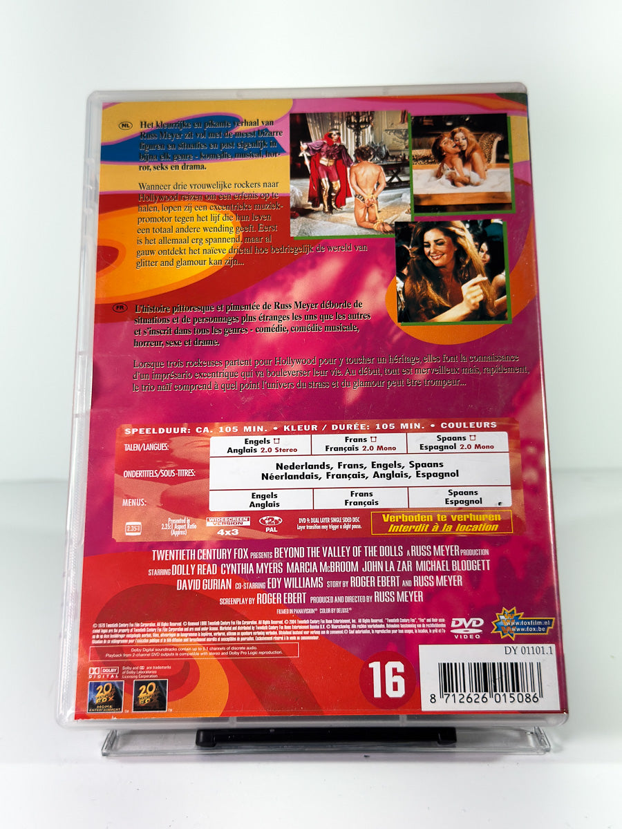 Bakside av cover til Beyond the Valley of the Dolls, bruktfilm på DVD hos Brukbar Film