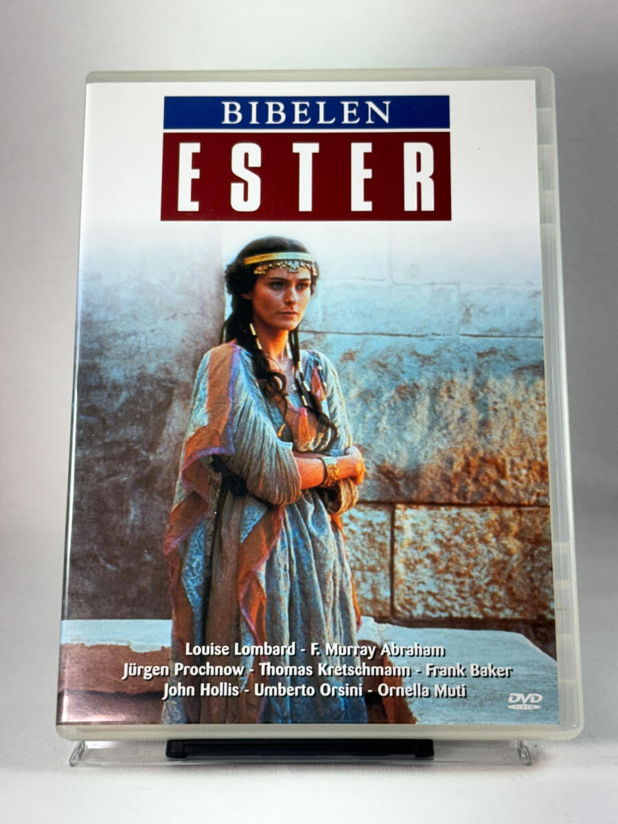 Forside av DVD-cover til Bibelen: Ester – Louise Lombard i historien om mot og tro i Persias hoff, brukt film hos Brukbar Film.