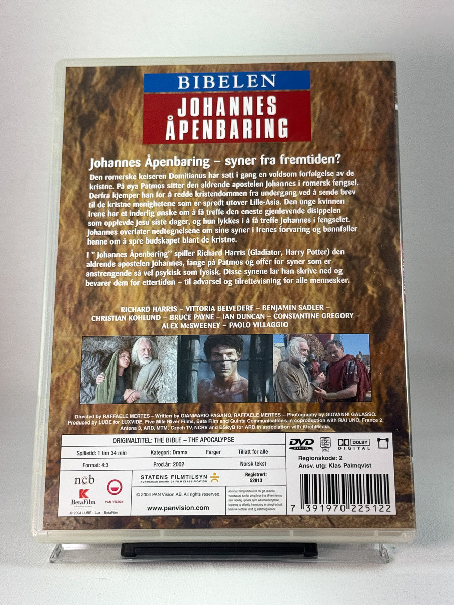 Bakside av DVD-cover for Bibelen: Johannes’ åpenbaring – apokalyptisk bibelfilm om håp og dom, brukt DVD hos Brukbar Film.