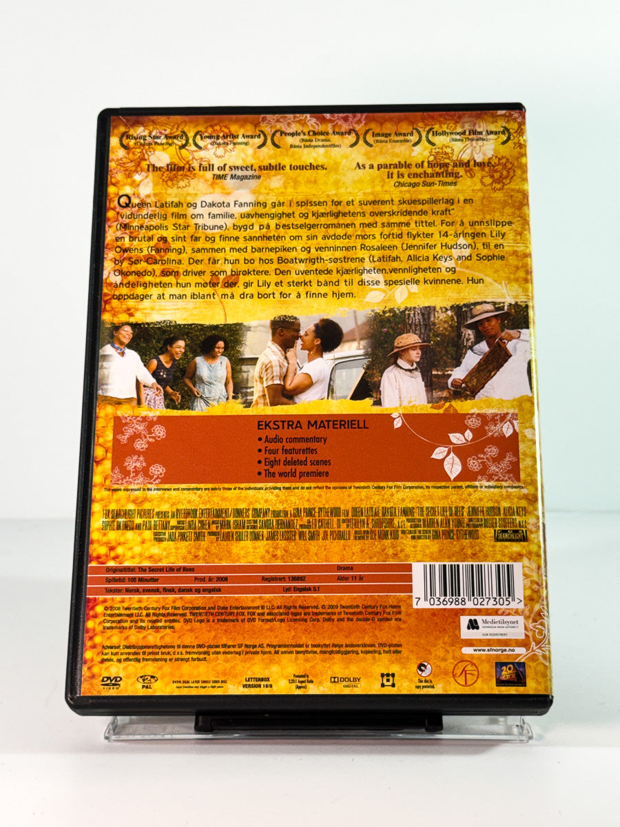 Bakside av cover til bienes hemmelige liv, brukt DVD hos Brukbar Film