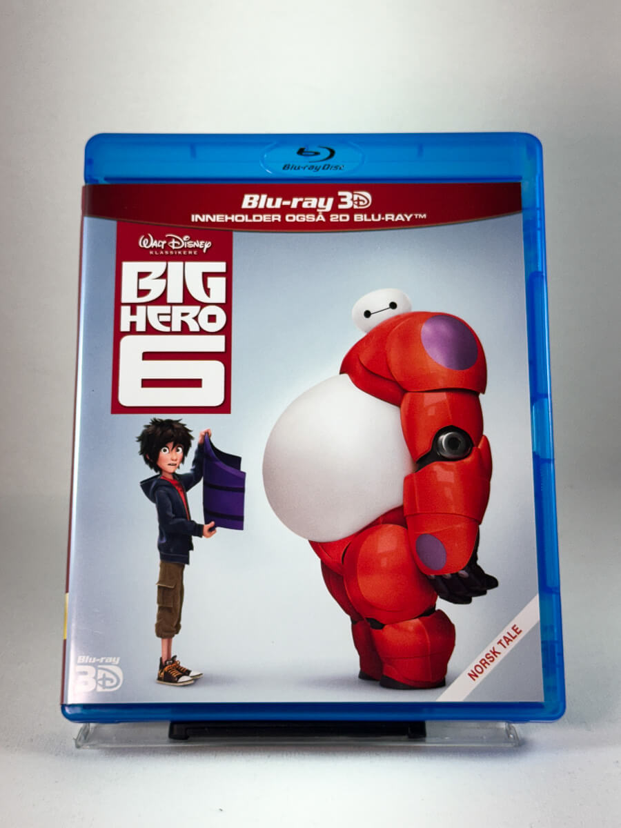 Forside av DVD-cover til Big Hero 6 (Blu-ray 3D), bruktfilm hos nettbutikken Brukbar Film