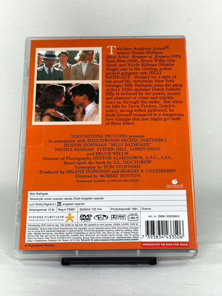 Bakside av brukt DVD-cover til Billy Bathgate – brukt DVD-film, baksidebilde av cover fra Brukbar Film
