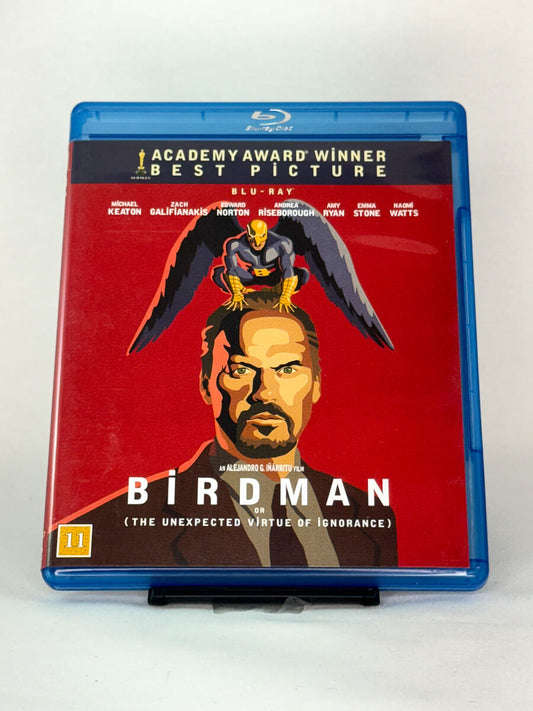 Forside av Blu-ray-cover til filmen Birdman (The Unexpected Virtue of Ignorance) – brukt film på Blu-ray hos Brukbar Film